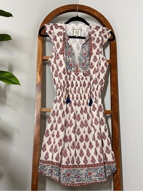 Bell By Alicia Bell SMALL White Boho Print Silk Cotton Lola Mini Dress